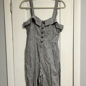 American Eagle Outfitters Gray Striped Jumpsuit